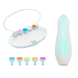 1 Piece Electric Baby Nail Trimmer & 6 Replaceable Nail Sharpeners, 6 in 1 Safety Cutter Trimmer, Extra Toe & Finger Replacement Head (Sky Blue)