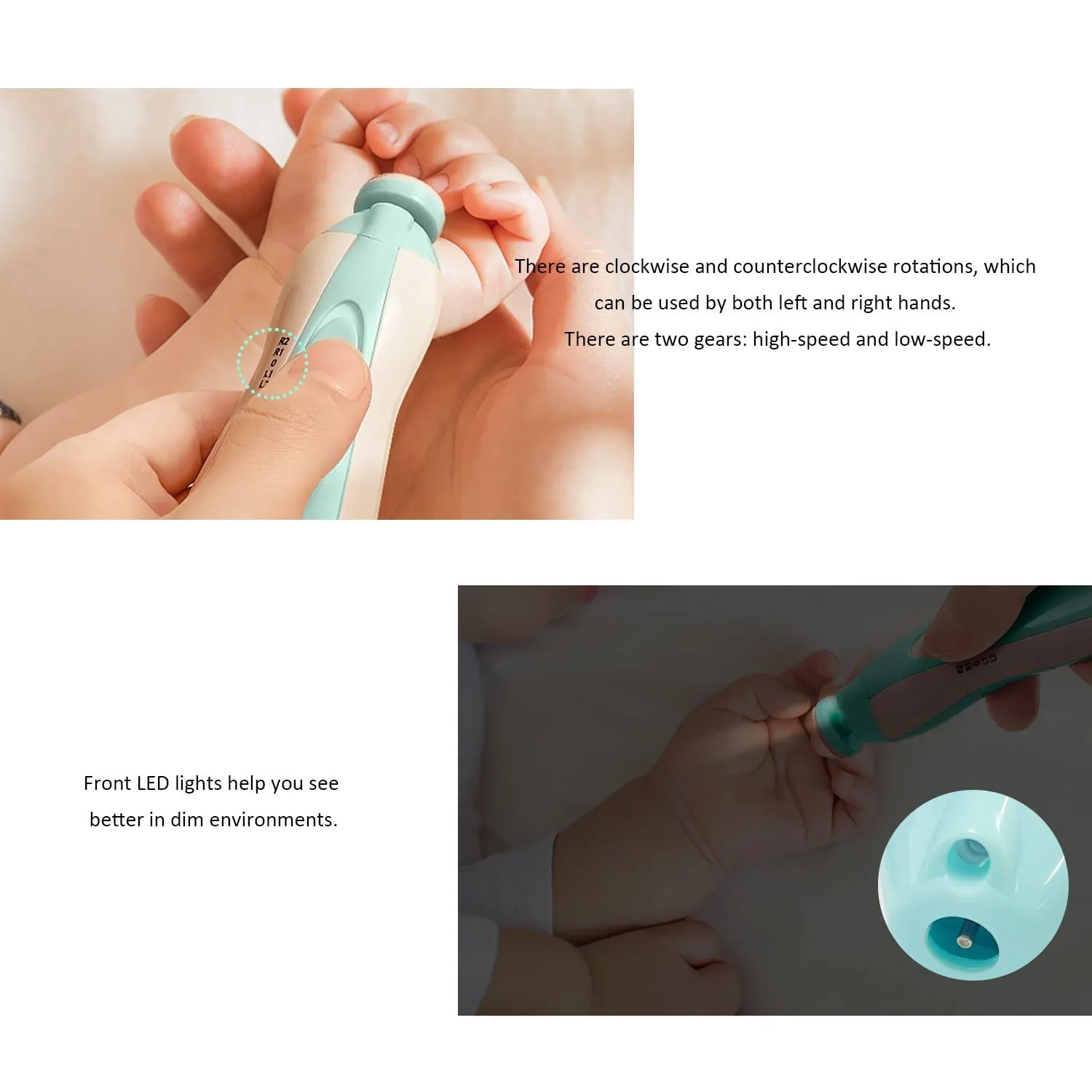 1 Piece Electric Baby Nail Trimmer & 6 Replaceable Nail Sharpeners, 6 in 1 Safety Cutter Trimmer, Extra Toe & Finger Replacement Head (Sky Blue)