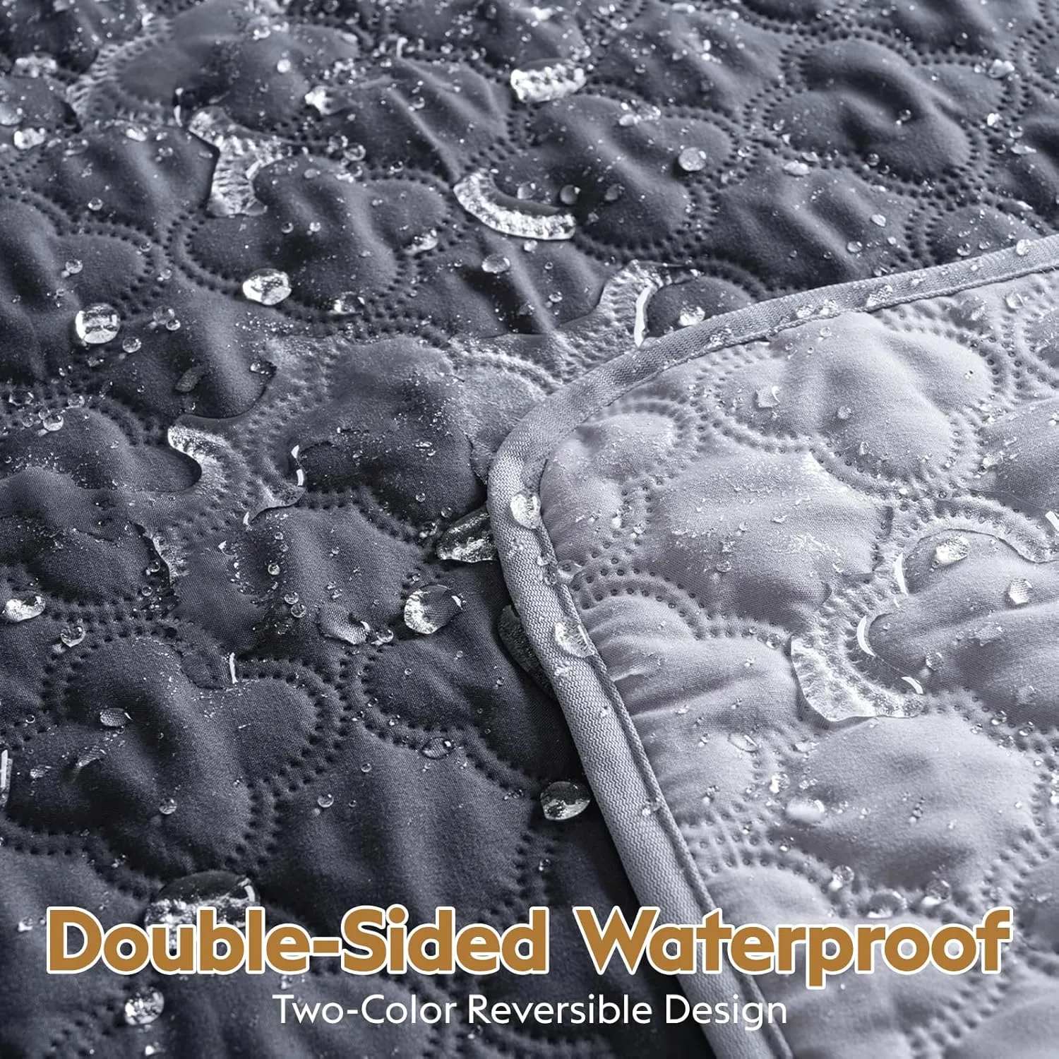 100% Double-Sided Waterproof Blanket, Couch Cover for Dogs Washable, Reversible Dog Bed Cover. (DarkLight Grey, 52 X 82 Inch - 1 Pack)