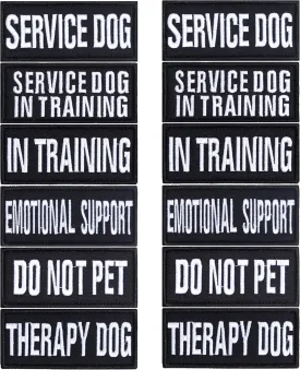 12 Pieces Removable Tactical Dog Harness Service Dog Vest Patches Do Not Pet in Training and Emotional Support Dog Vest Patches(3.6 x 1.6Inch)