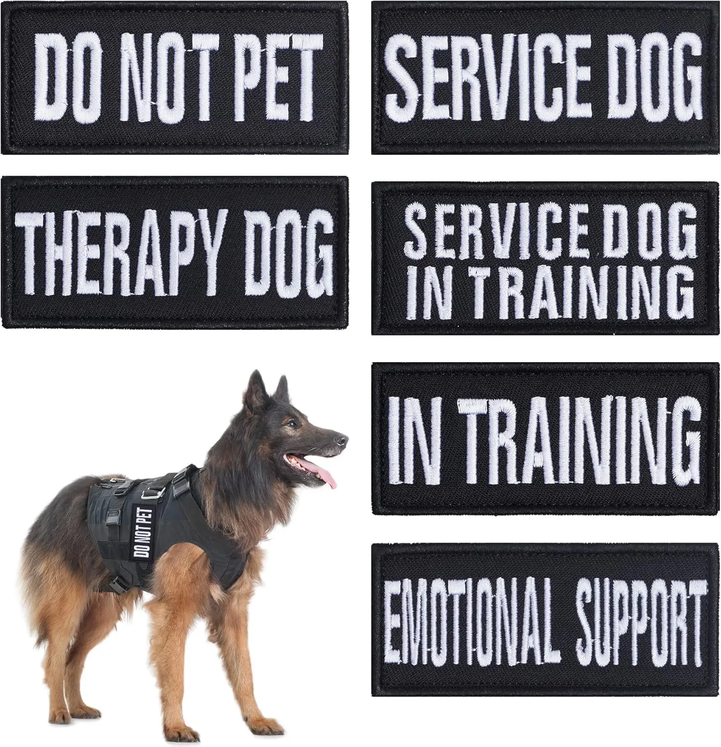 12 Pieces Removable Tactical Dog Harness Service Dog Vest Patches Do Not Pet in Training and Emotional Support Dog Vest Patches(3.6 x 1.6Inch)
