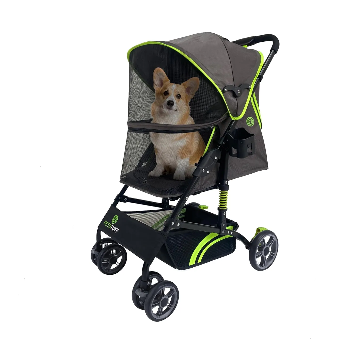 22 Buddy Buggies Foldable Pet Stroller - Shock Absorbing Frame with Storage - Machine Washable Fabric - Durable Mesh & UV Protected Retractable Canopy - Cat & Dog Stroller Up to 30lb