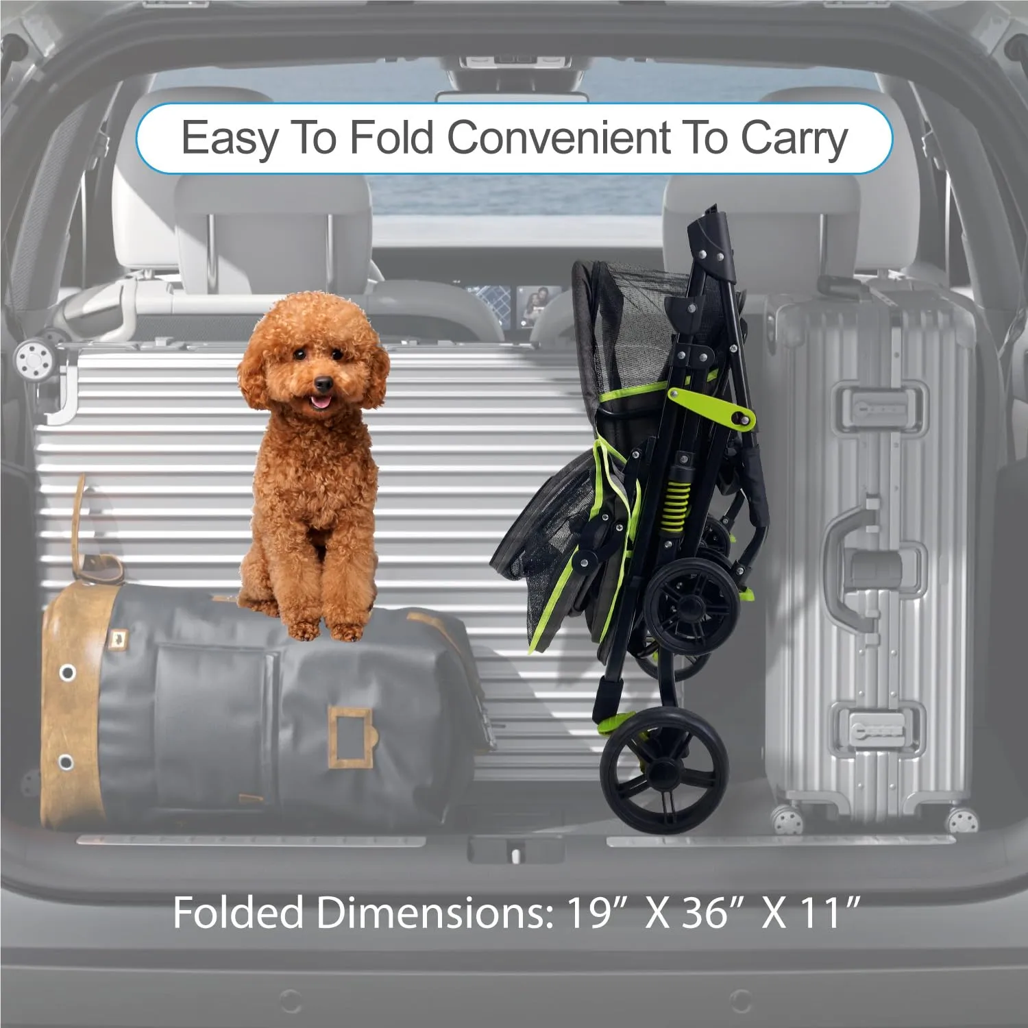22 Buddy Buggies Foldable Pet Stroller - Shock Absorbing Frame with Storage - Machine Washable Fabric - Durable Mesh & UV Protected Retractable Canopy - Cat & Dog Stroller Up to 30lb