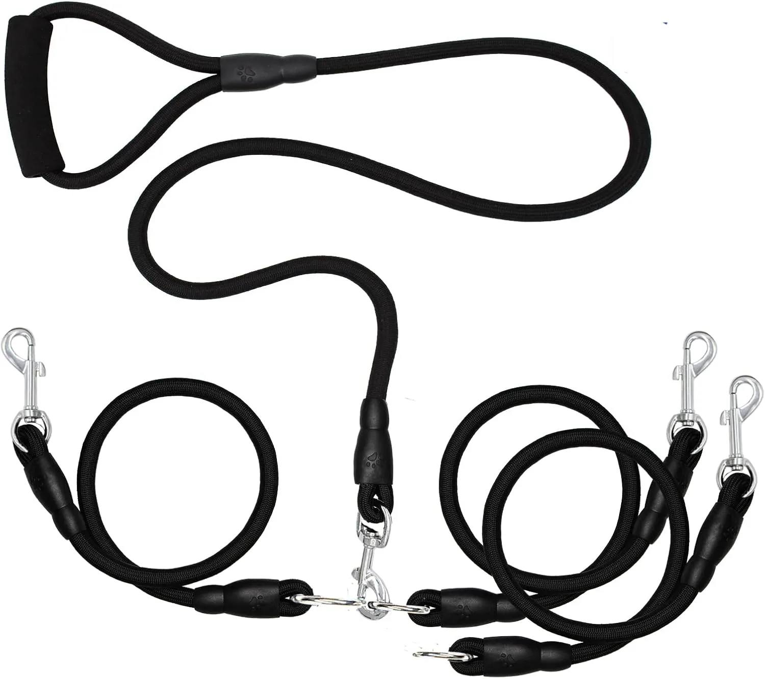 3 Dog Leash No Tangle Heavy Duty Detachable 360 Swivel Device Multiple Dog Leash with Padded Handle for Two/Three Pets (6-40 Lbs)