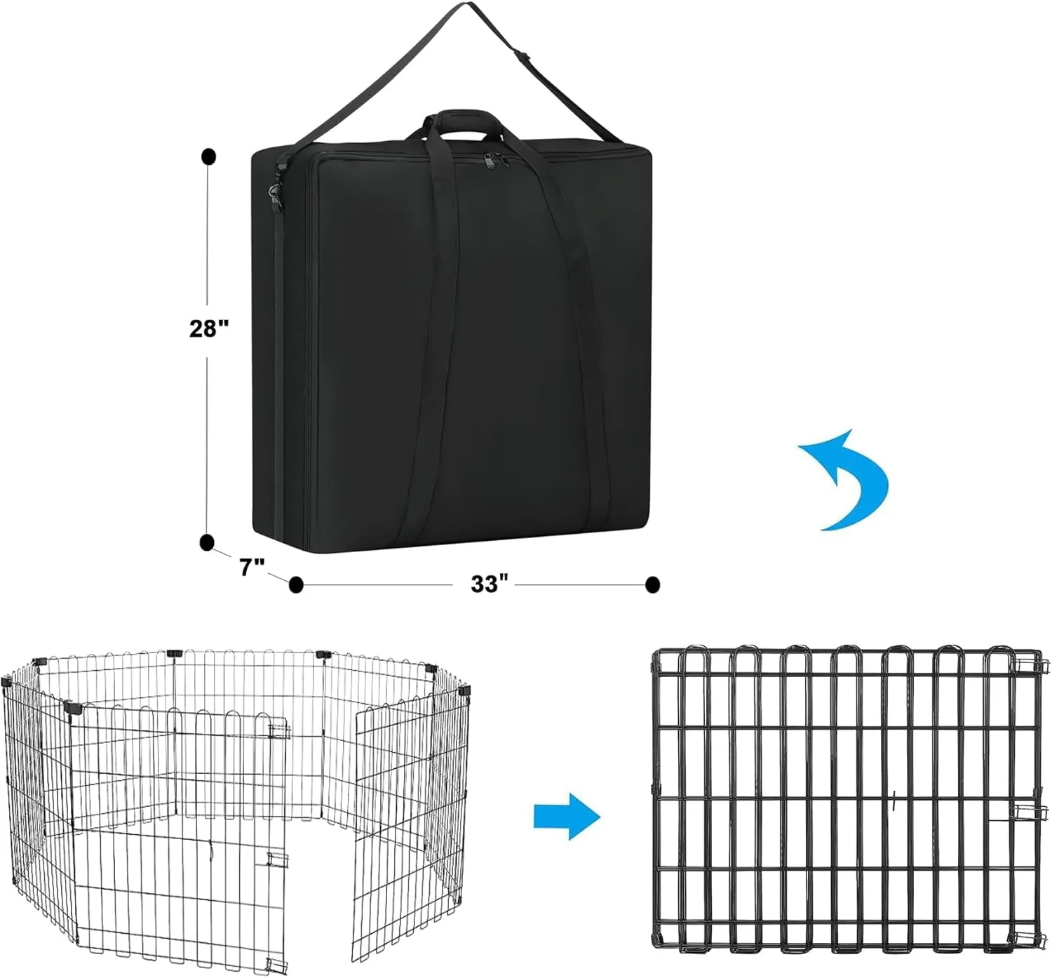 32" Dog Playpen Storage Bag, Suitable for Foldable Exercise Pet Playpens, Dog Fence Travel Bag With Handles For Camping and RV Trip, Waterproof Oxford Fabric