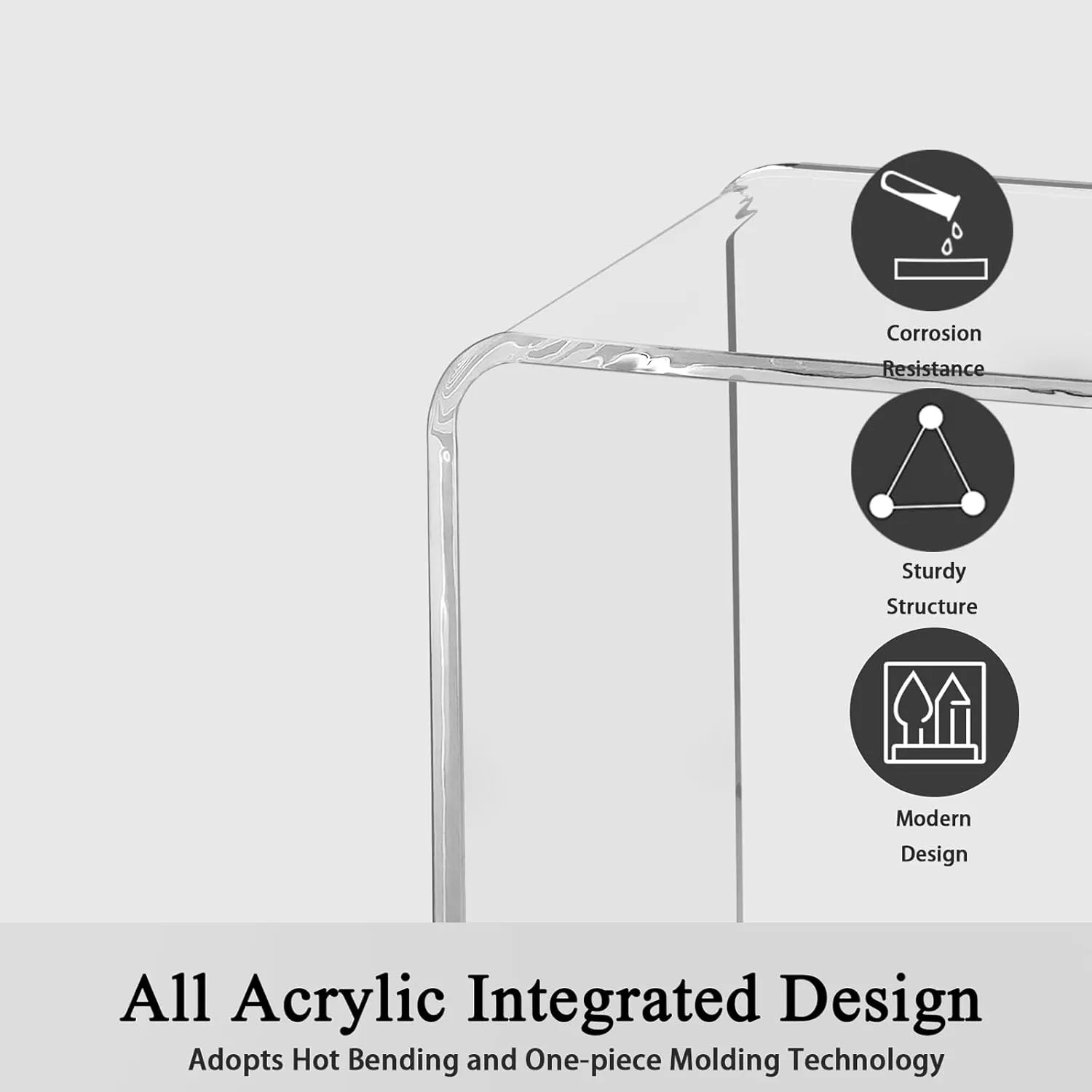 Acrylic Side Table, 21" H x 21" W x 12" D x 3/5'' Thick Clear Small End Table, Transparent Nightstand and Stool for Home Office, Living Room and Bedroom