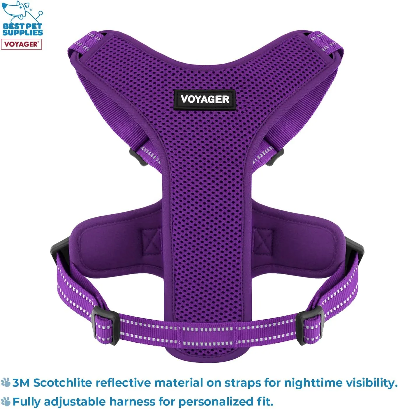 Air Frontier Mesh Dog Harness with and Reflective Dog Leash Set, Reflective Stitching, and Lightweight Breathable No-Pull Design, Adjustable Neck and Chest Straps for Small to Large Breeds - PPW, S