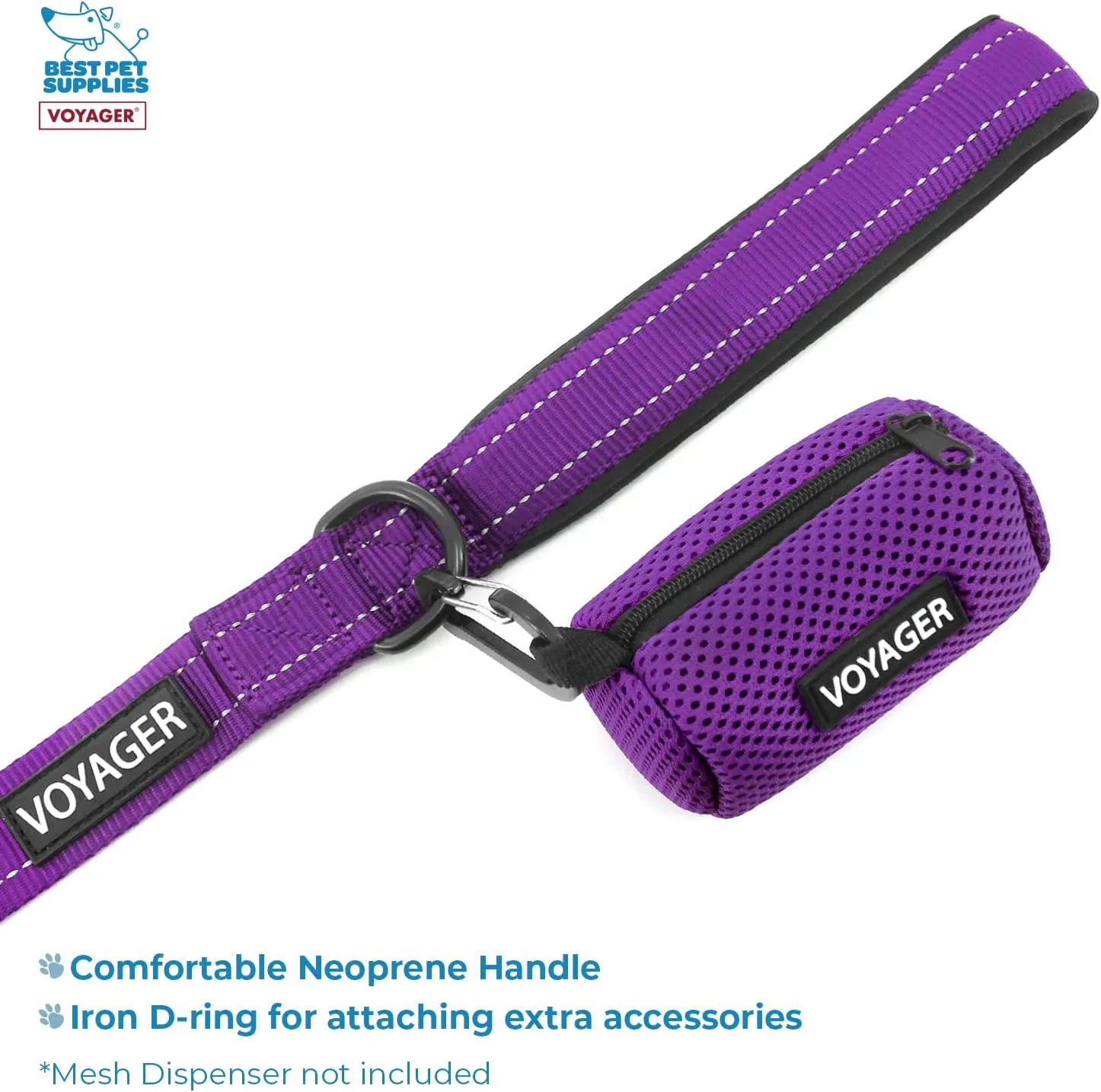 Air Frontier Mesh Dog Harness with and Reflective Dog Leash Set, Reflective Stitching, and Lightweight Breathable No-Pull Design, Adjustable Neck and Chest Straps for Small to Large Breeds - PPW, S