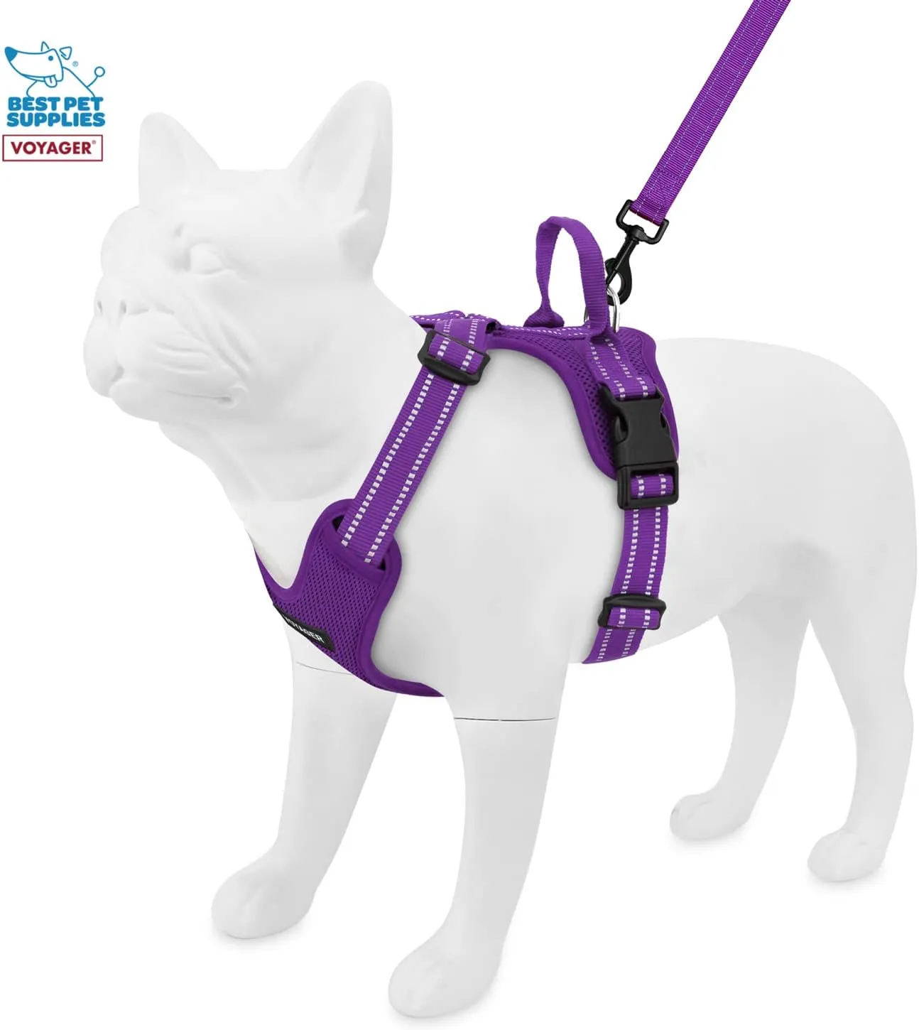 Air Frontier Mesh Dog Harness with and Reflective Dog Leash Set, Reflective Stitching, and Lightweight Breathable No-Pull Design, Adjustable Neck and Chest Straps for Small to Large Breeds - PPW, S