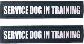 Albcorp Reflective Service Dog In Training Patches with Hook and Loop Backing for Service Animal Vests /Harnesses XXS or Extra Small (3.5 X 1) Inch
