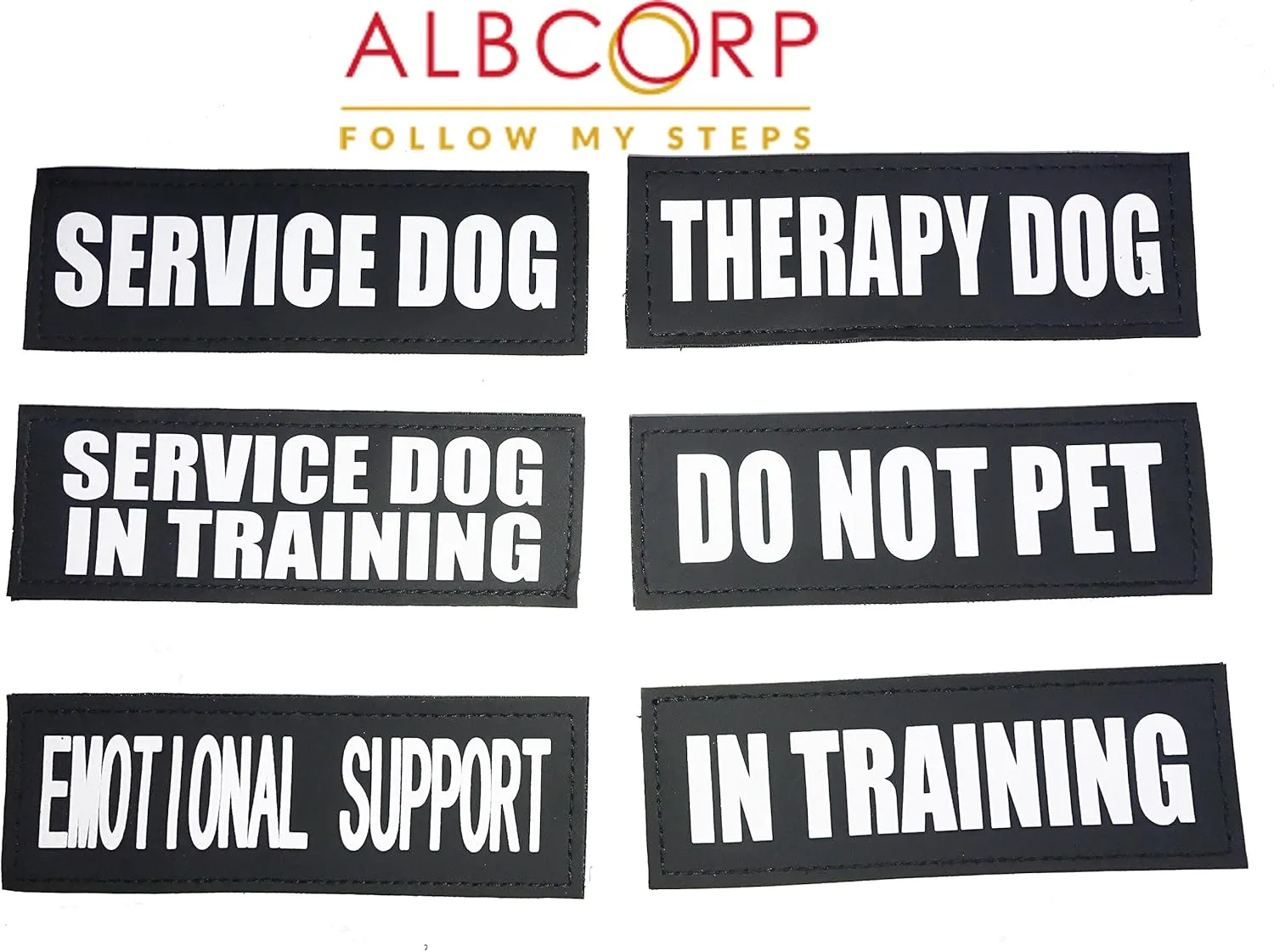 Albcorp Reflective Service Dog In Training Patches with Hook and Loop Backing for Service Animal Vests /Harnesses XXS or Extra Small (3.5 X 1) Inch
