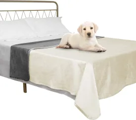 Ameritex Pet Bed Blanket Reversible 100% Waterproof Velvet Super Soft for Sofa and Bed (52x82 Inches, Cream Grey)
