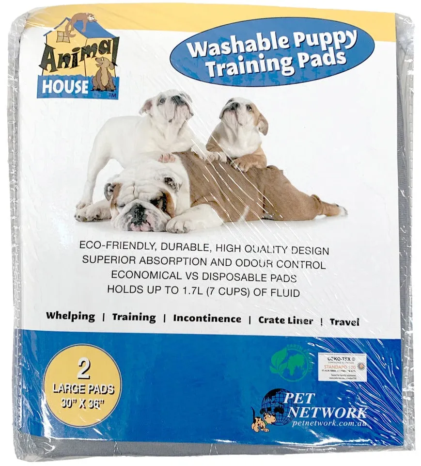 Animal House Washable Puppy Training/Pee Pad – 2 Pack – 76cm x 91cm approx - SPECIAL (ND)