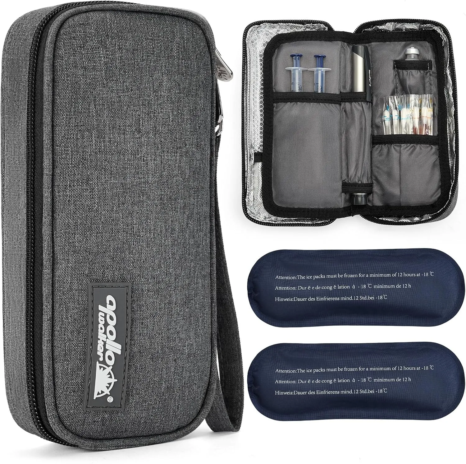 apollo walker Insulin Cooler Travel Case Diabetic Medication Cooler with Ice Packs and Insulation Liner