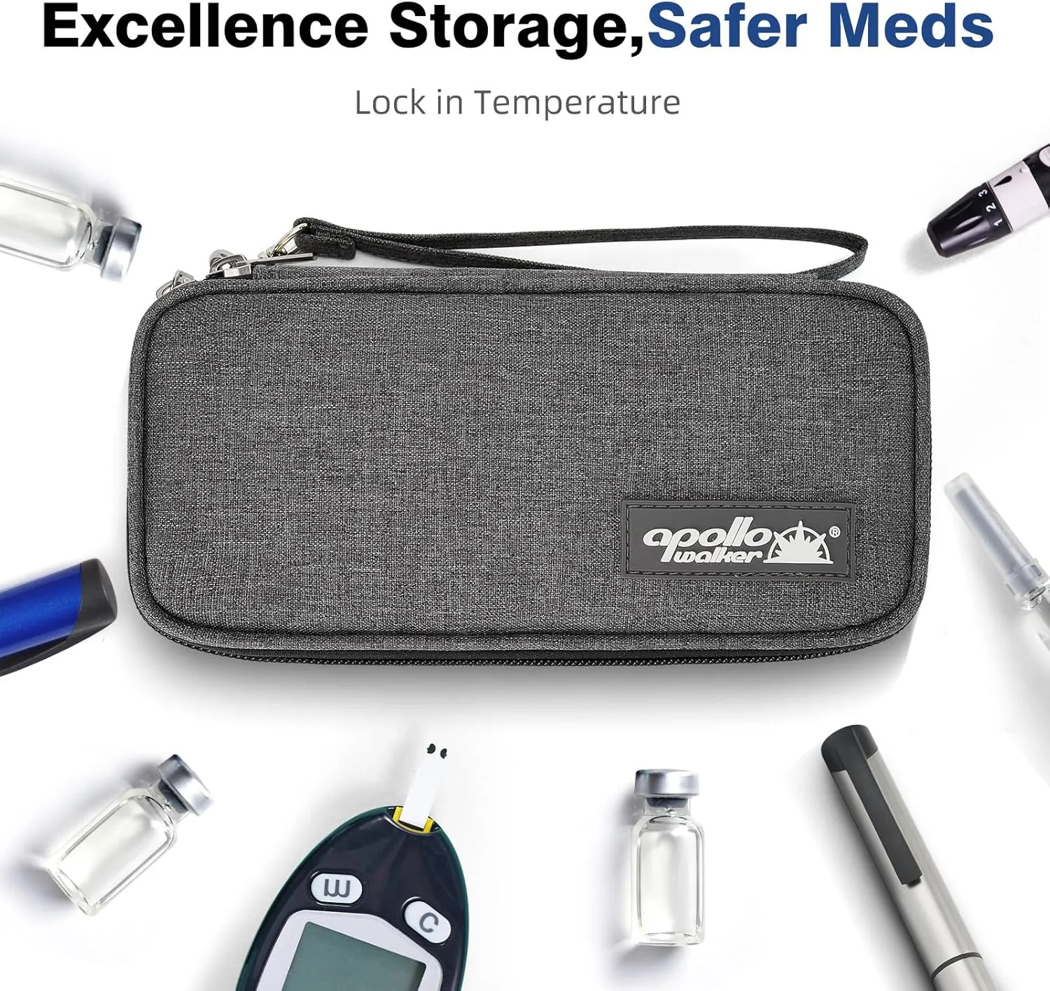 apollo walker Insulin Cooler Travel Case Diabetic Medication Cooler with Ice Packs and Insulation Liner