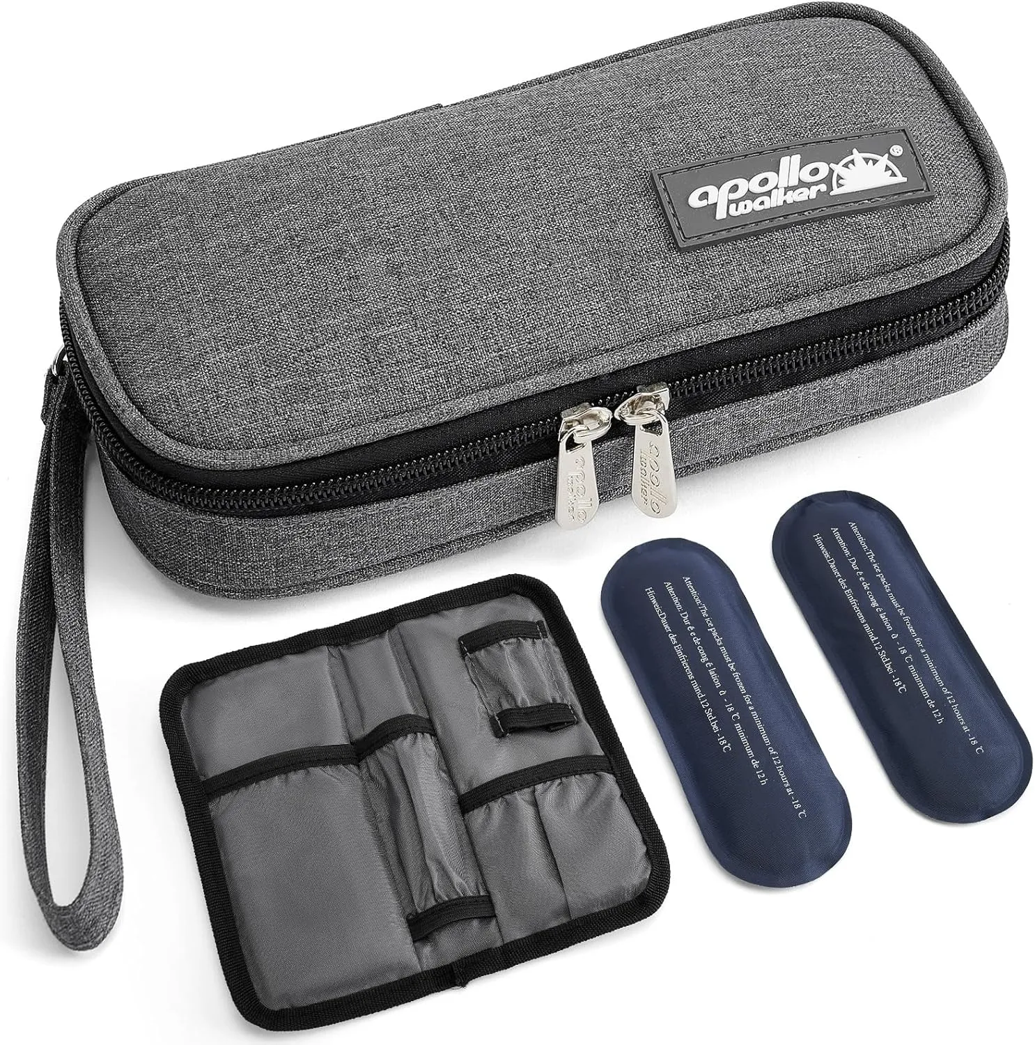 apollo walker Insulin Cooler Travel Case Diabetic Medication Cooler with Ice Packs and Insulation Liner