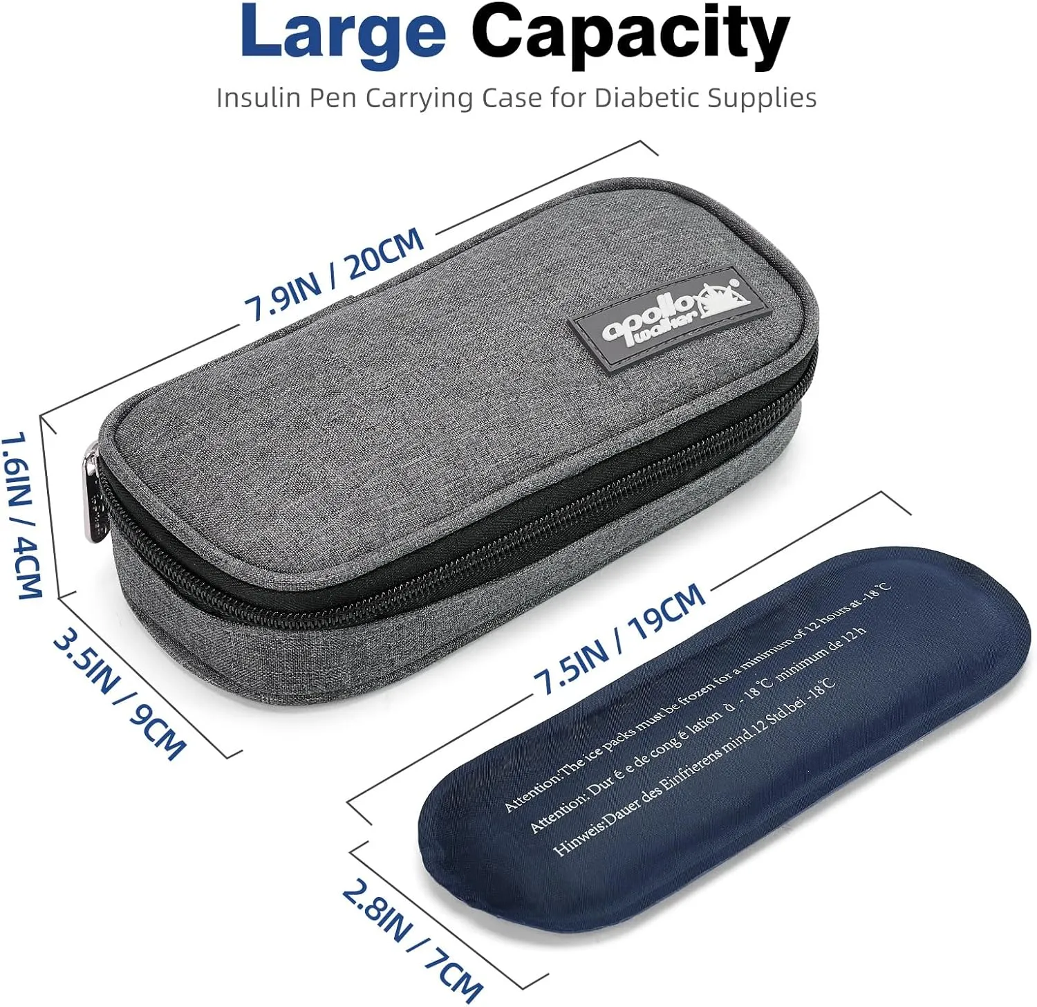 apollo walker Insulin Cooler Travel Case Diabetic Medication Cooler with Ice Packs and Insulation Liner