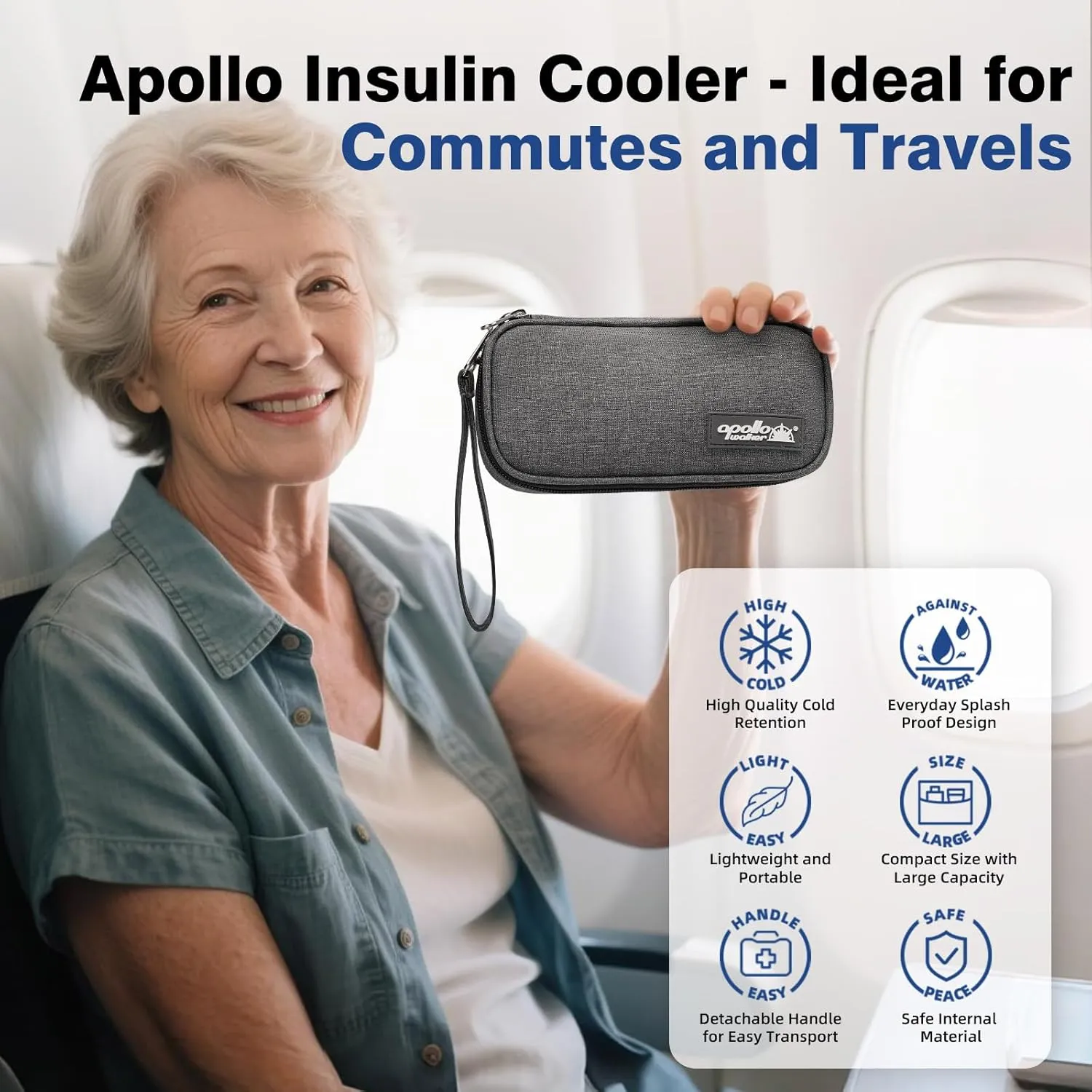 apollo walker Insulin Cooler Travel Case Diabetic Medication Cooler with Ice Packs and Insulation Liner