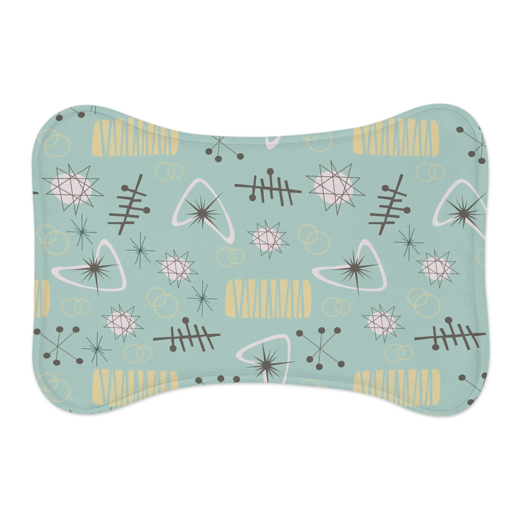 Atomic Kitschy Cat, Fish Pet Feeding Mat, Dog Bone Shape For Dogs Mid Century Modern Pet