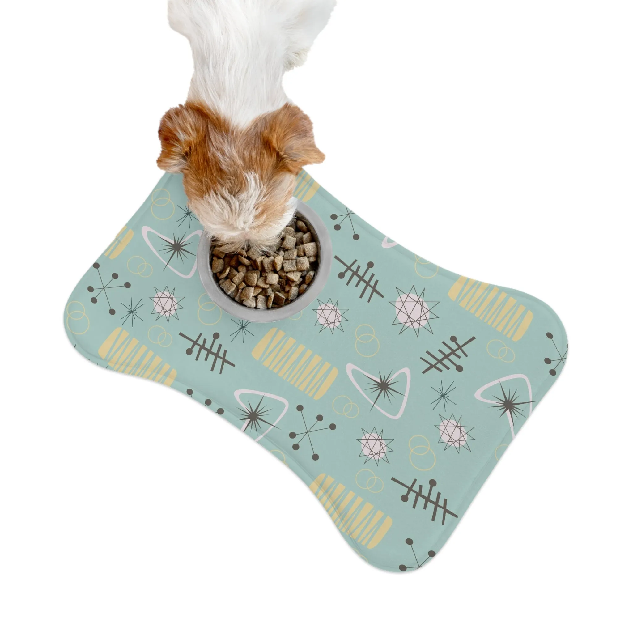 Atomic Kitschy Cat, Fish Pet Feeding Mat, Dog Bone Shape For Dogs Mid Century Modern Pet