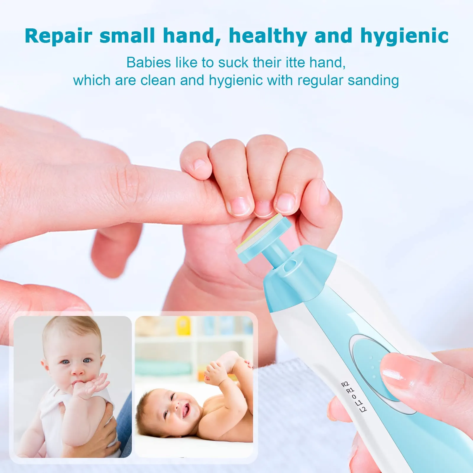 Baby Nail File, 6 in 1 Safety Cutter Trimmer Clipper with LED Front Light - Safe and Quiet, Baby Nail Trimmer for Newborn Toddler Toes and Fingernails, Trim and Polish (Blue) Blue