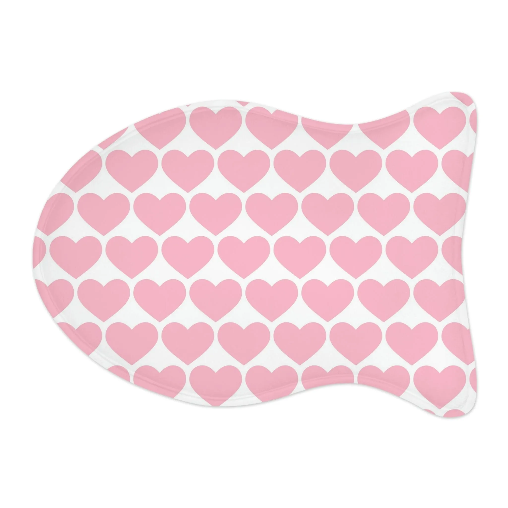 Big Pink Heart Pattern White Pet Feeding Mat Fish Shape Cat Food Mat