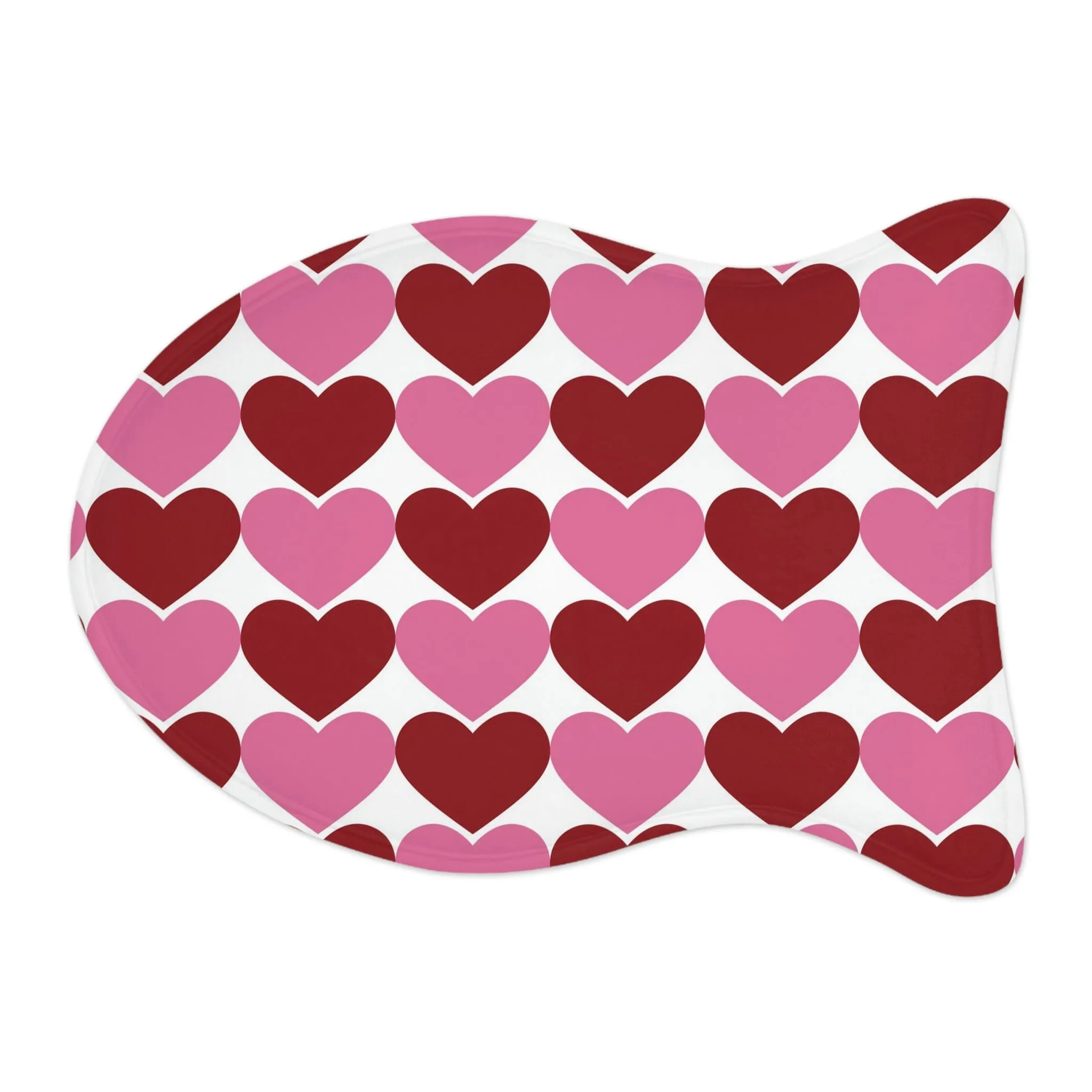 Big Red Pink Hearts Valentine Pet Feeding Mat Fish Shape Cat Food Mat