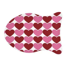 Big Red Pink Hearts Valentine Pet Feeding Mat Fish Shape Cat Food Mat