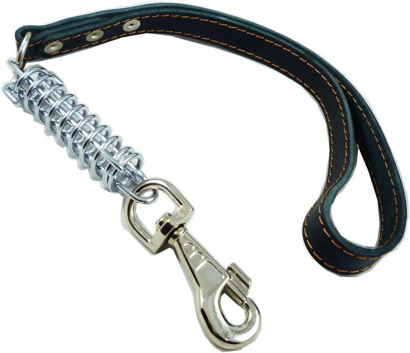 Black Shock Absorbing Leather Dog Short Traffic Leash 20" Long for Large to XLarge Breeds