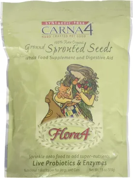 Carna4 Flora4 Ground Sprouted Seeds Food Topper for Dogs & Cats (18oz (Pack of 1), Flora4 Original)