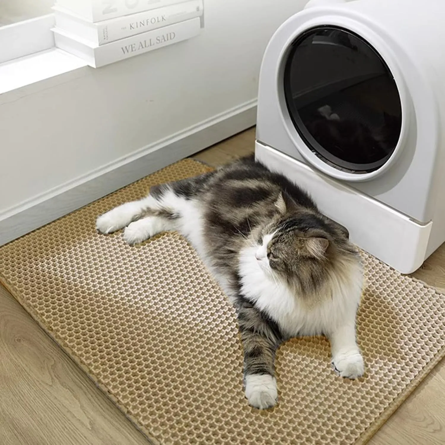 Cat Litter Mat - Cat Litter Mat Litter Trapping Mat 46x26/35x24/30x22/24x16/20x16/18x12 Inch Cat Litter Box Mat Extra Large, Honeycomb Double Layer Cat Litter Mat Tracking Washable Waterproof (18*12)