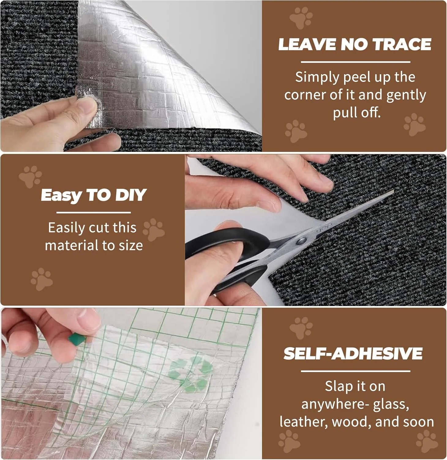Cat Scratch Furniture Protector, Couch Protector from Cat Claws, Trimmable DIY Cat Scratch Pad Mat for Leather, Sofa, Wall, Couch Corner and Cat Tower, 78.7"x15.8"Self-Adhesive(Black)