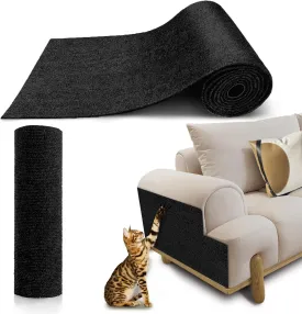 Cat Scratch Furniture Protector, Couch Protector from Cat Claws, Trimmable DIY Cat Scratch Pad Mat for Leather, Sofa, Wall, Couch Corner and Cat Tower, 78.7"x15.8"Self-Adhesive(Black)