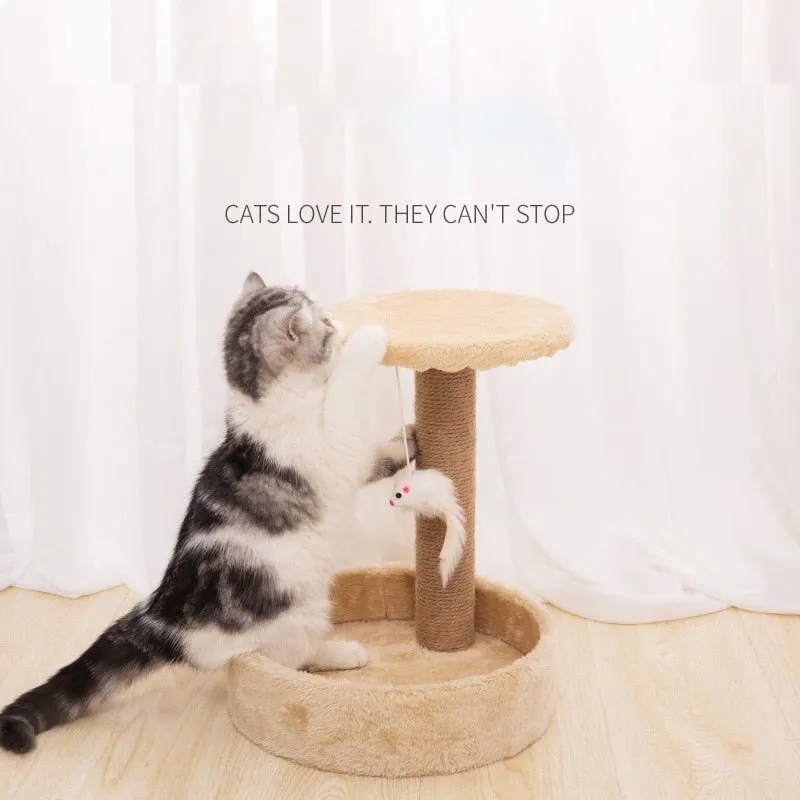Cat scratcher sisal rope furniture climbing tree post wooden tree house