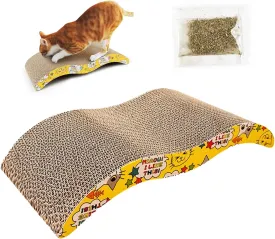 Cat Scratching Board Cat Scratching Pad with Catnip, Double-Sided Pad with Premium Scratch Textures Design, Curved Cat Scratchers for Indoor Cats to Rest, Grind, Claws and Play