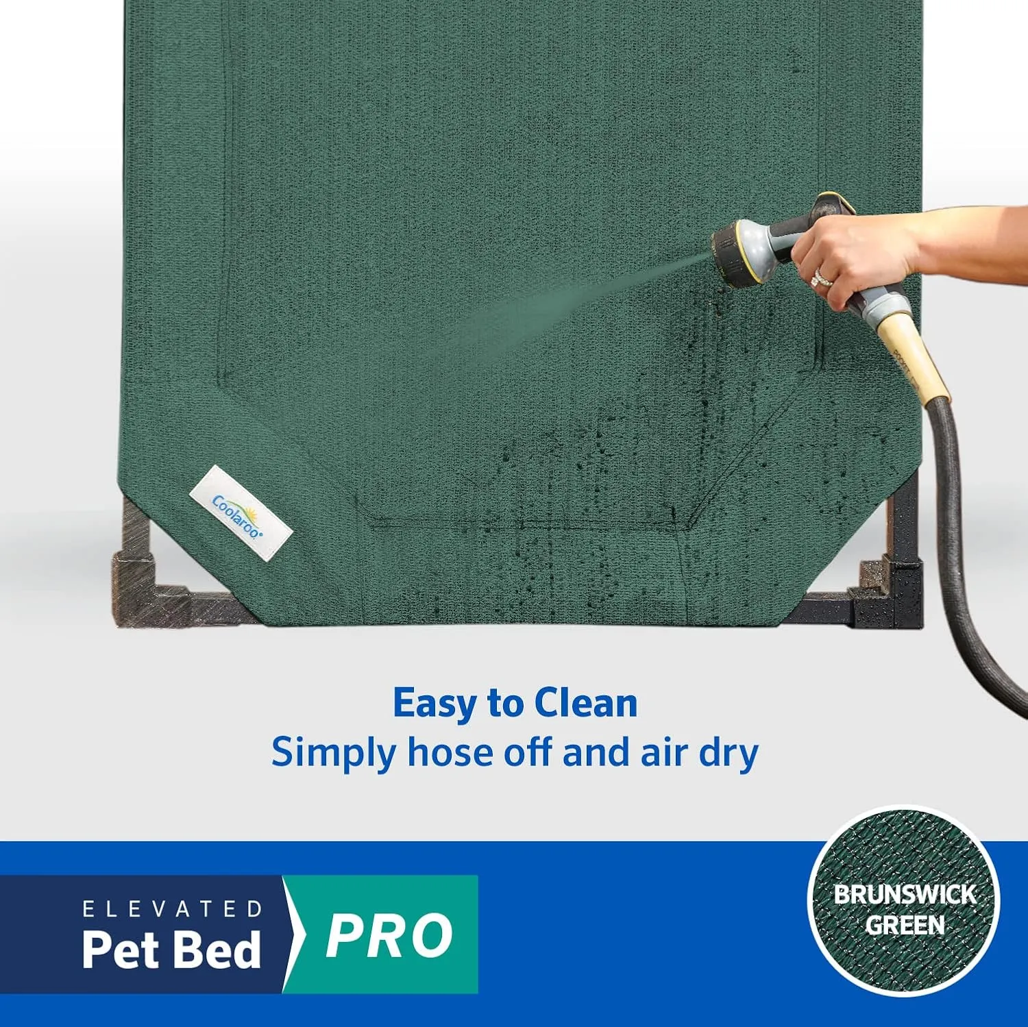 Coolaroo Pro Elevated Dog Bed - Low-Profile Access, Moisture-Resistant Cover, Breathable Fabric & Tool-Free Setup, Brunswick Green, Standard