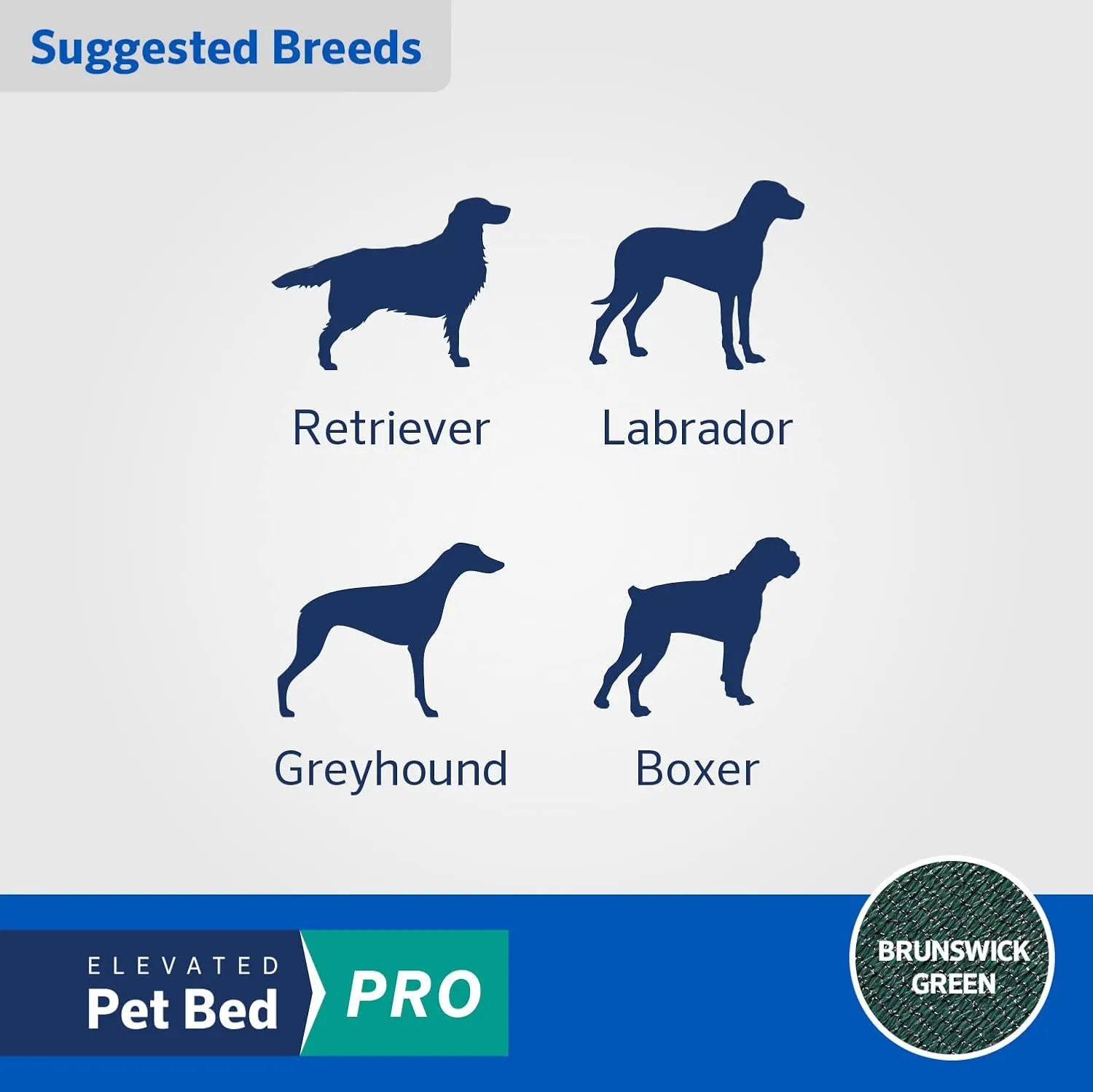 Coolaroo Pro Elevated Dog Bed - Low-Profile Access, Moisture-Resistant Cover, Breathable Fabric & Tool-Free Setup, Brunswick Green, Standard