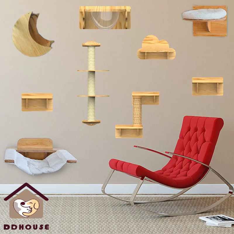 Customized wall mounted cat tree Cat Furniture On Walls Solid wood Cat Bridge wall-mounted Cat furniture