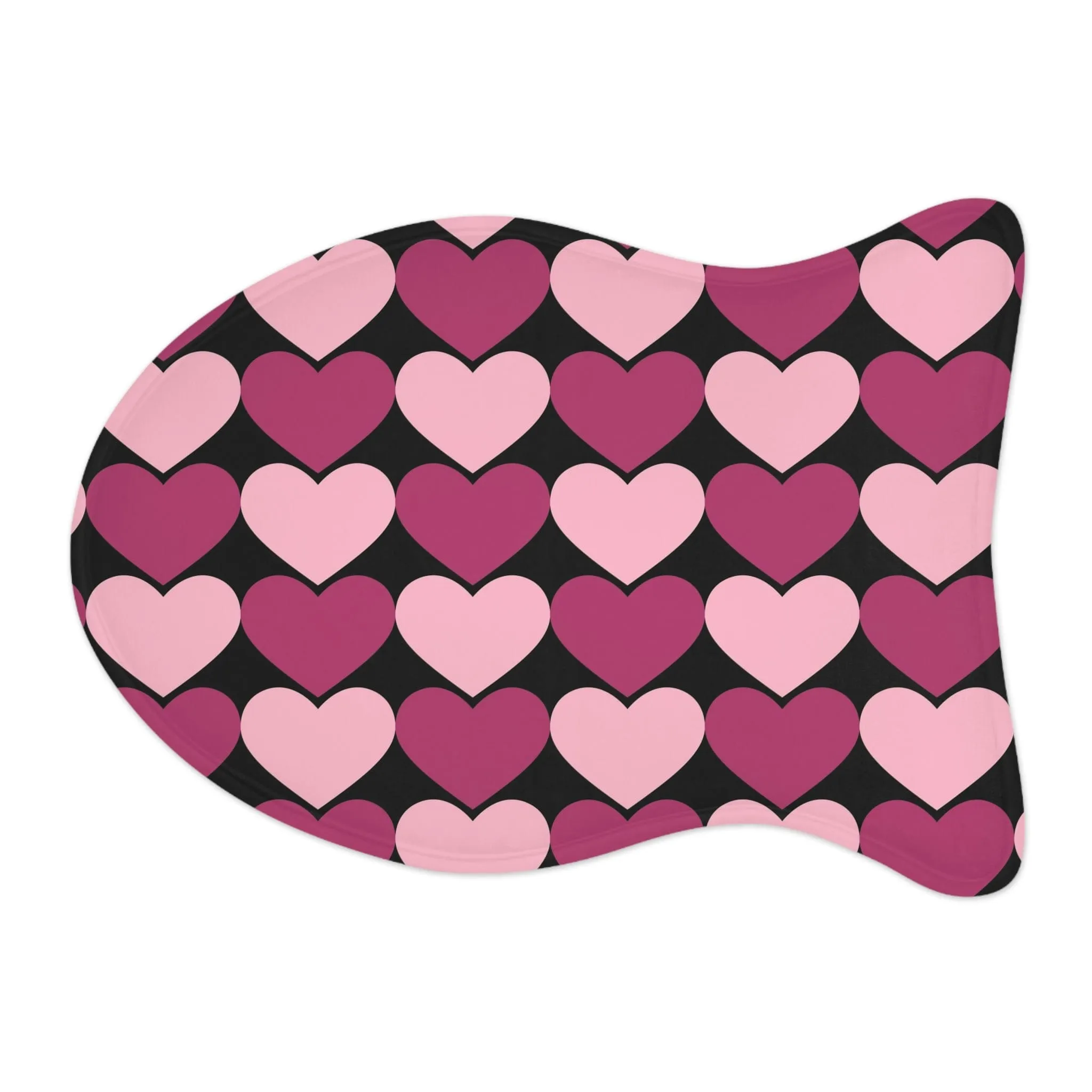 Cute Pink Purple Heart Valentine Pet Feeding Mat Fish Shape