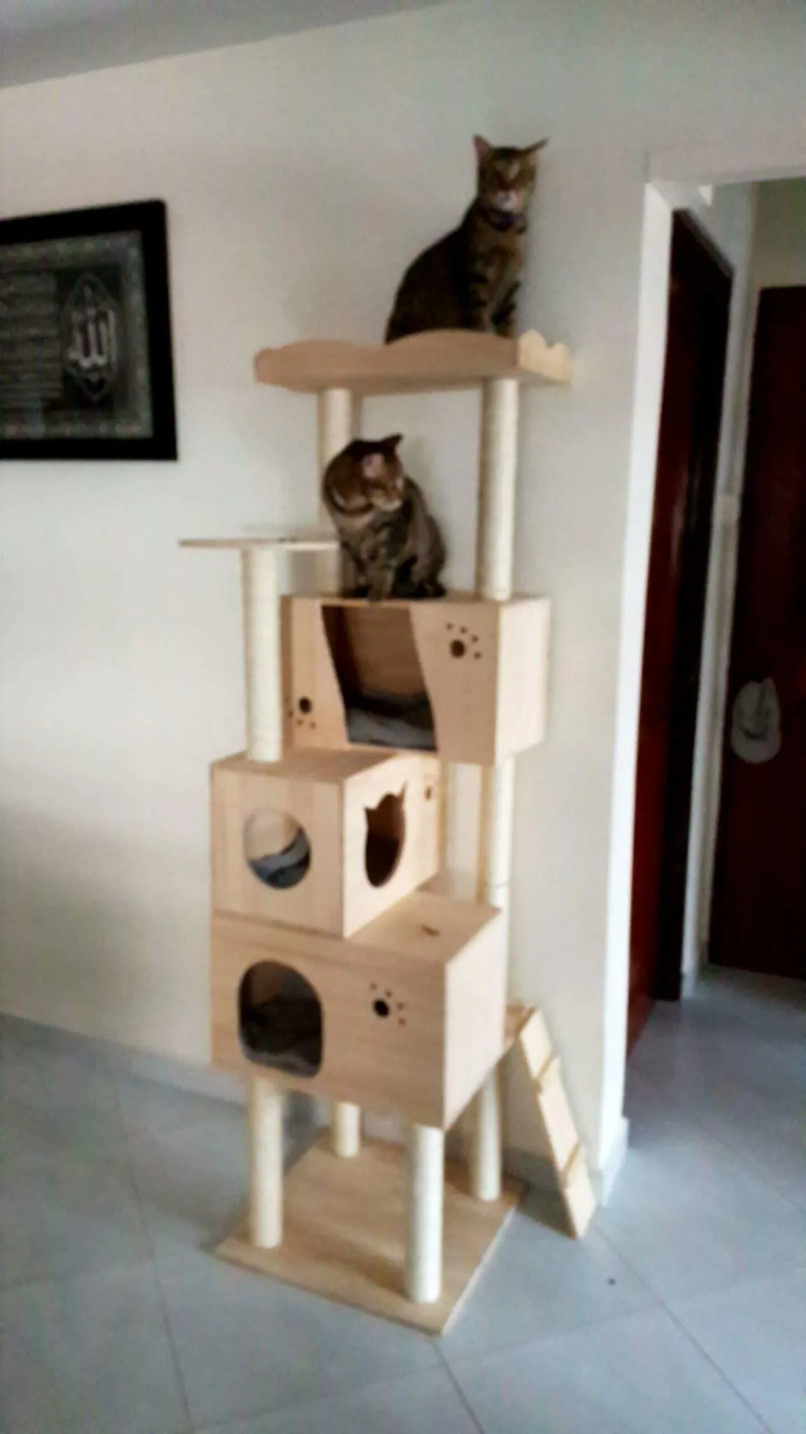 Deluxe Cat House 1.8m Wooden Cat Furniture w/ Triple Houses