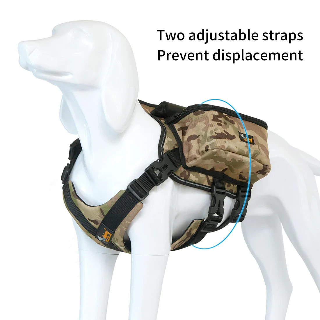 Dog Backpack Harness Pet Carrier Saddle Bag Reflective Adjustable Outdoor Hiking