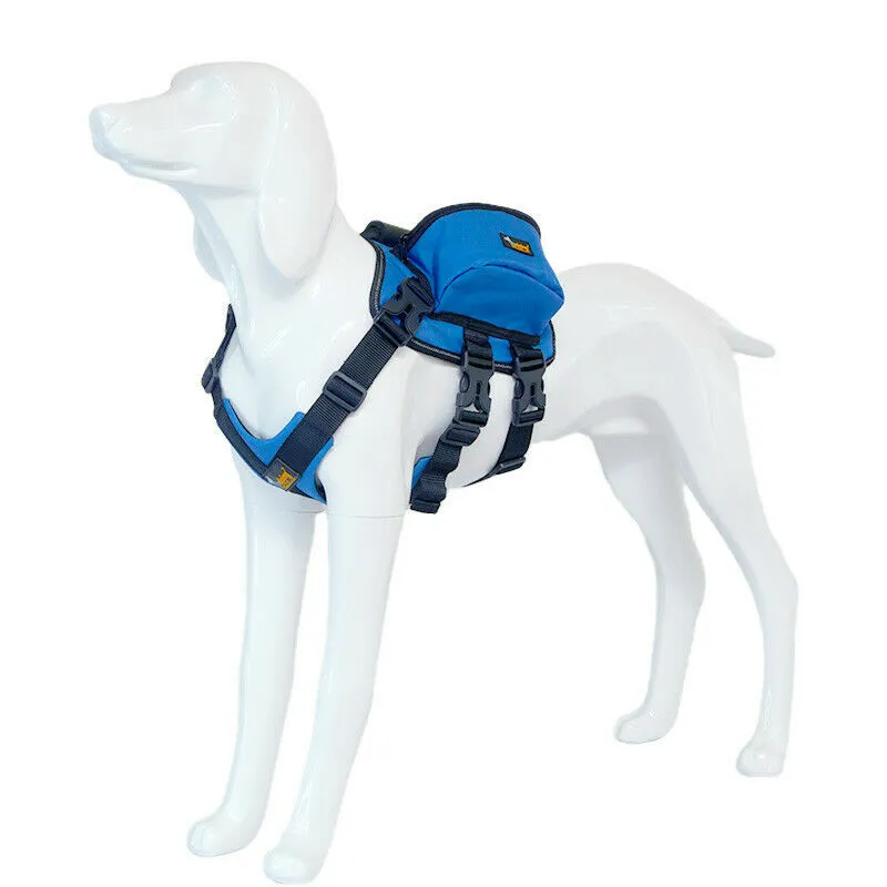 Dog Backpack Harness Pet Carrier Saddle Bag Reflective Adjustable Outdoor Hiking