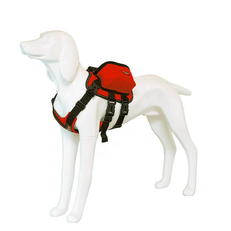 Dog Backpack Harness Pet Carrier Saddle Bag Reflective Adjustable Outdoor Hiking