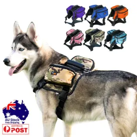 Dog Backpack Harness Pet Carrier Saddle Bag Reflective Adjustable Outdoor Hiking