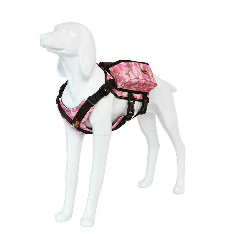 Dog Backpack Harness Pet Carrier Saddle Bag Reflective Adjustable Outdoor Hiking