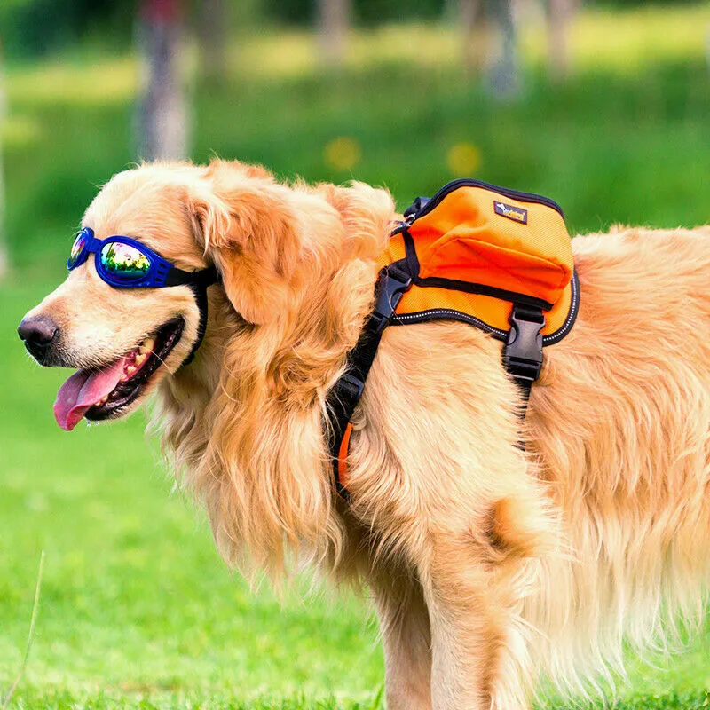Dog Backpack Harness Pet Carrier Saddle Bag Reflective Adjustable Outdoor Hiking