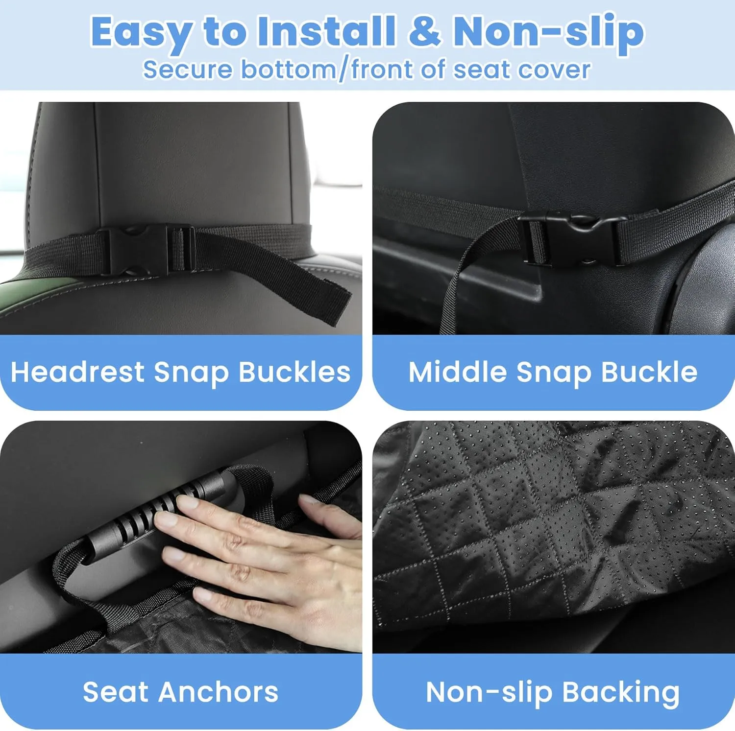 Dog Car Seat Covers, Waterproof Front Seat Cover for Dogs, Scratch-Proof, Nonslip Pet Passenger Seat Cover Protector, Universal Fit for Cars Trucks SUVs, Standard Size, Khaki