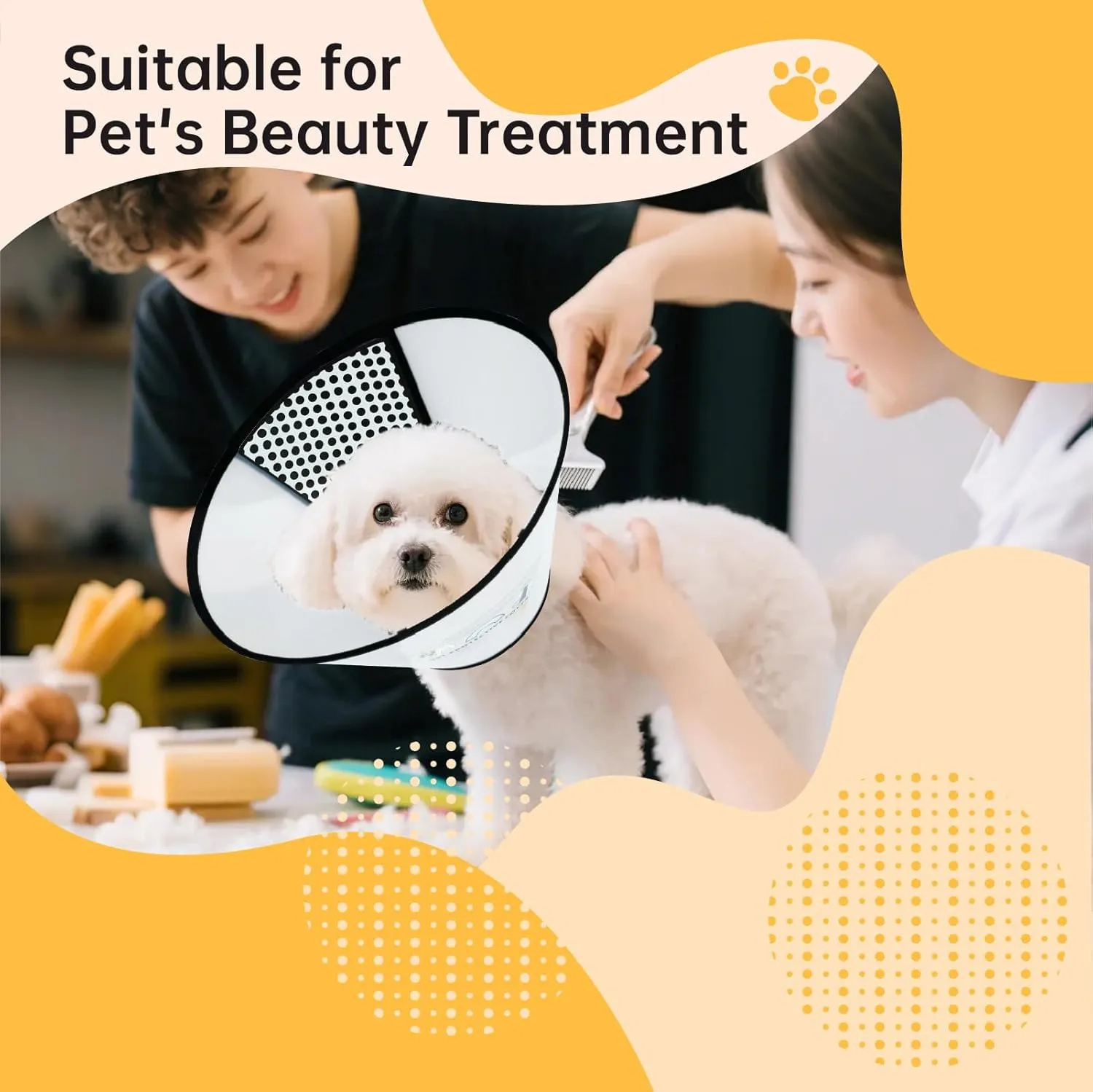 Dog Cone Collar for Surgery Recovery, Adjustable Soft Elizabethan Collar, Anti-Lick Protective Neck E-Collar for Dogs S