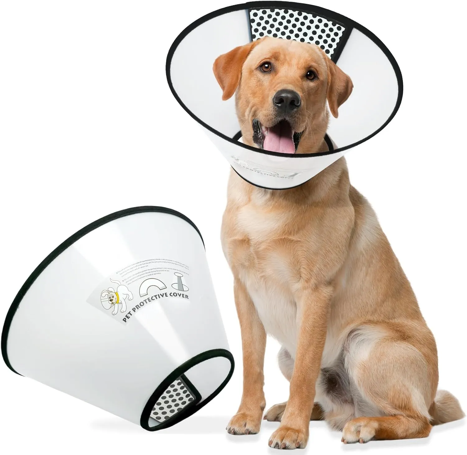 Dog Cone Collar for Surgery Recovery, Adjustable Soft Elizabethan Collar, Anti-Lick Protective Neck E-Collar for Dogs S