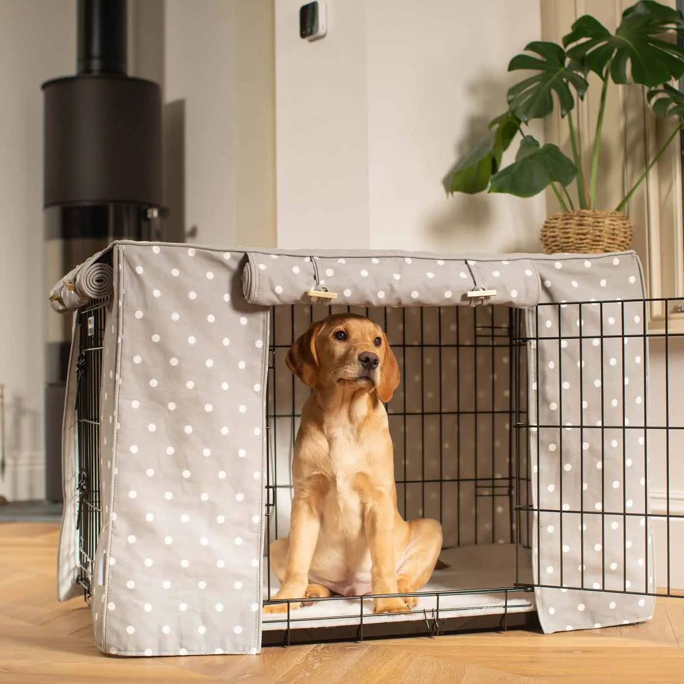 Dog Crate Cover in Grey Spot by Lords & Labradors